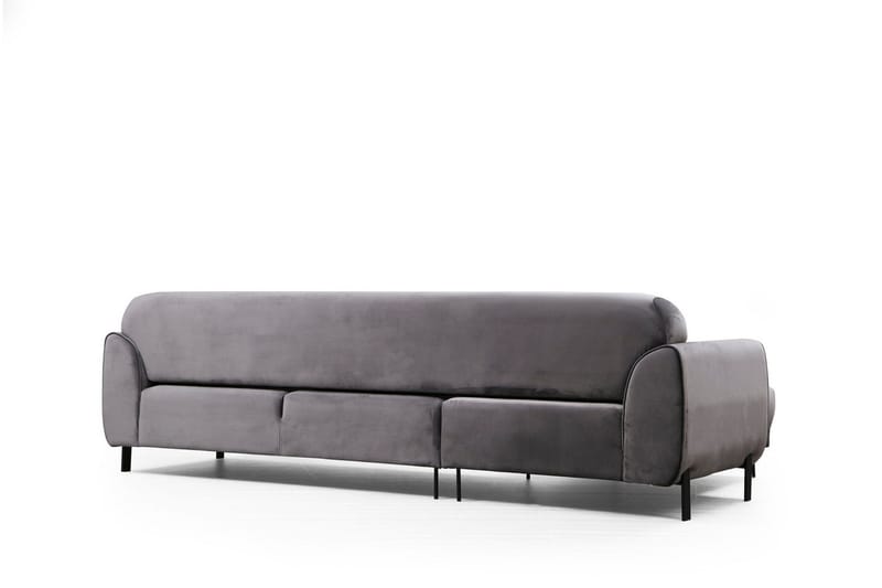 Gajanejos 3-sits Vänster L-formad Bäddsoffa med Divan i Sammet - Antracit - Möbler - Soffa - Bäddsoffa