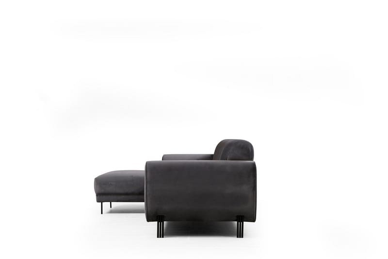 Gajanejos 3-sits Vänster L-formad Bäddsoffa med Divan i Sammet - Antracit - Möbler - Soffa - Bäddsoffa