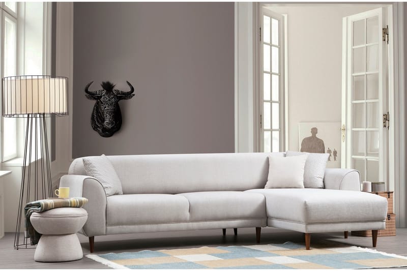 Gajanejos 5-sits Högervänd L-formad Bäddsoffa 87x237 cm i Tyg - Beige - Möbler - Soffa - Bäddsoffa