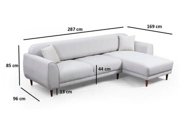 Gajanejos 5-sits Högervänd L-formad Bäddsoffa 87x237 cm i Tyg - Beige - Möbler - Soffa - Bäddsoffa