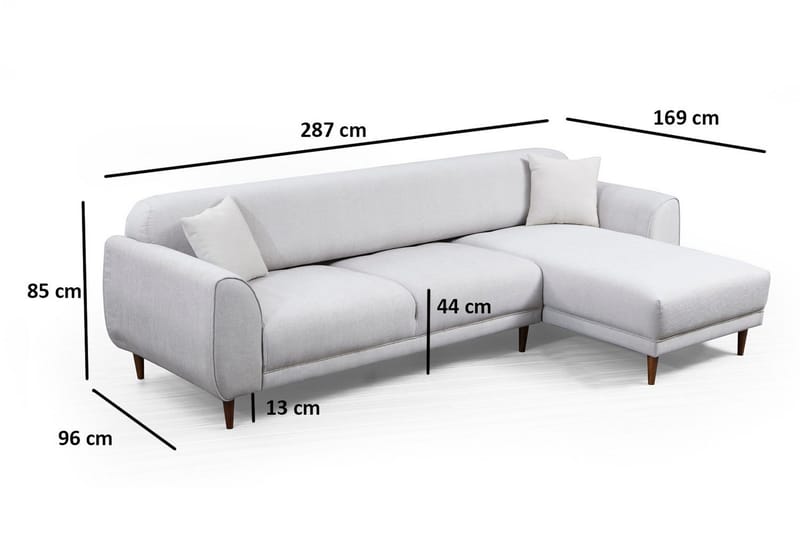 Gajanejos 5-sits Högervänd L-formad Bäddsoffa 87x237 cm i Tyg - Beige - Möbler - Soffa - Bäddsoffa