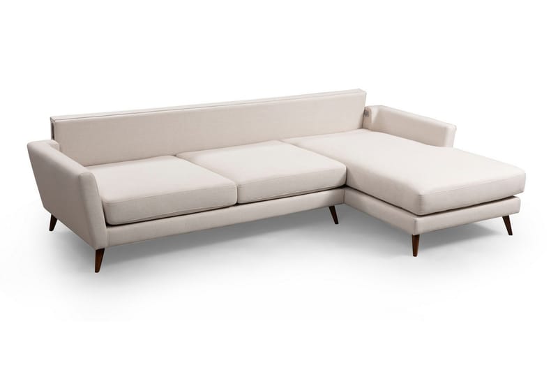 Gajanejos 5-sits Högervänd L-formad Bäddsoffa 93x273 cm i Tyg - Gräddvit - Möbler - Soffa - Bäddsoffa - Bäddsoffa divan