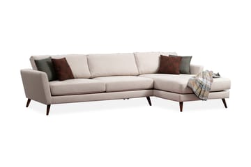 Gajanejos 5-sits Högervänd L-formad Bäddsoffa 93x273 cm i Tyg - Gräddvit - Möbler - Soffa - Bäddsoffa - Bäddsoffa divan