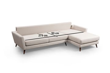 Gajanejos 5-sits Högervänd L-formad Bäddsoffa 93x273 cm i Tyg - Gräddvit - Möbler - Soffa - Bäddsoffa - Bäddsoffa divan