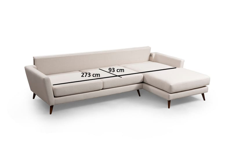 Gajanejos 5-sits Högervänd L-formad Bäddsoffa 93x273 cm i Tyg - Gräddvit - Möbler - Soffa - Bäddsoffa - Bäddsoffa divan