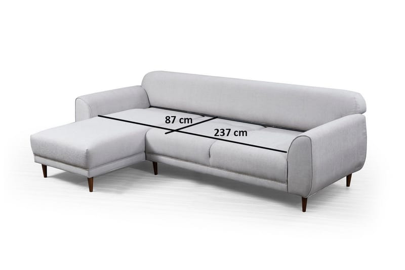 Gajanejos 5-sits Vänstervänd L-formad Bäddsoffa 87x237 cm i Tyg - Ljusgrå - Möbler - Soffa - Bäddsoffa