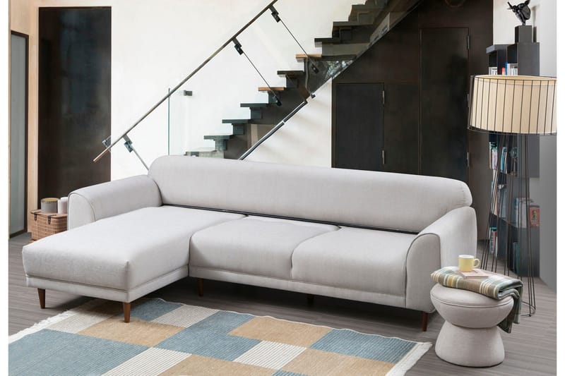 Gajanejos 5-sits Vänstervänd L-formad Bäddsoffa 87x237 cm i Tyg - Ljusgrå - Möbler - Soffa - Bäddsoffa