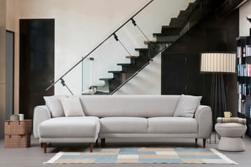 Gajanejos 5-sits Vänstervänd L-formad Bäddsoffa 87x237 cm i Tyg - Ljusgrå - Möbler - Soffa - Bäddsoffa