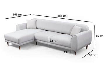 Gajanejos 5-sits Vänstervänd L-formad Bäddsoffa 87x237 cm i Tyg - Ljusgrå - Möbler - Soffa - Bäddsoffa
