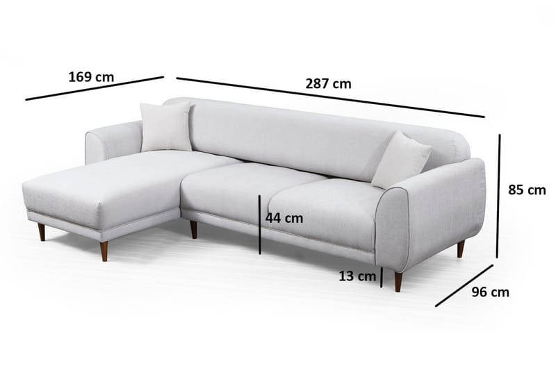 Gajanejos 5-sits Vänstervänd L-formad Bäddsoffa 87x237 cm i Tyg - Ljusgrå - Möbler - Soffa - Bäddsoffa