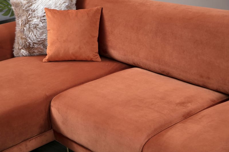 Gajanejos Vänstervänd Divanbäddsoffa 87x237 cm i Sammet - Terracotta - Möbler - Soffa - Bäddsoffa