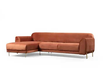 Gajanejos Vänstervänd Divanbäddsoffa 87x237 cm i Sammet - Terracotta - Möbler - Soffa - Bäddsoffa