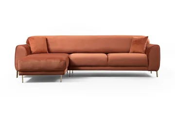 Gajanejos Vänstervänd Divanbäddsoffa 87x237 cm i Sammet - Terracotta - Möbler - Soffa - Bäddsoffa