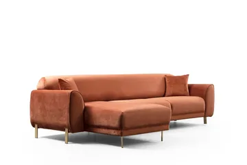 Gajanejos Vänstervänd Divanbäddsoffa 87x237 cm i Sammet - Terracotta - Möbler - Soffa - Bäddsoffa