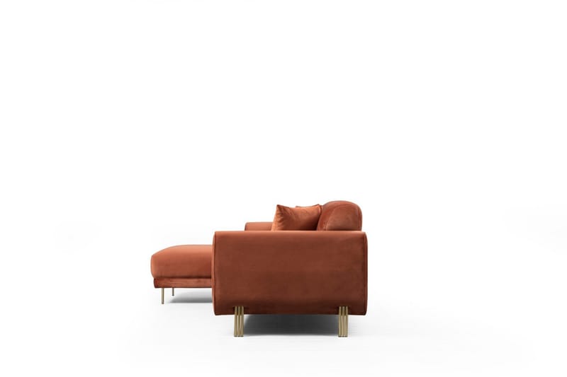 Gajanejos Vänstervänd Divanbäddsoffa 87x237 cm i Sammet - Terracotta - Möbler - Soffa - Bäddsoffa