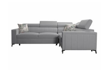 Galbally 3-sits Hörnbäddsoffa Höger 275x198 cm med Förvaring i Sammet - Ljusgrå - Möbler - Soffa - Bäddsoffa