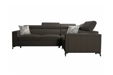Galbally 3-sits Hörnbäddsoffa Höger 275x198 cm med Förvaring i Sammet - Mörkbrun - Möbler - Soffa - Bäddsoffa