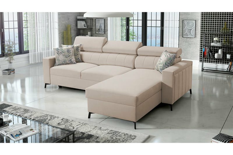 Galbally 3-sits Hörnbäddsoffa NO_BRAND beige - Möbler - Soffa - Bäddsoffa
