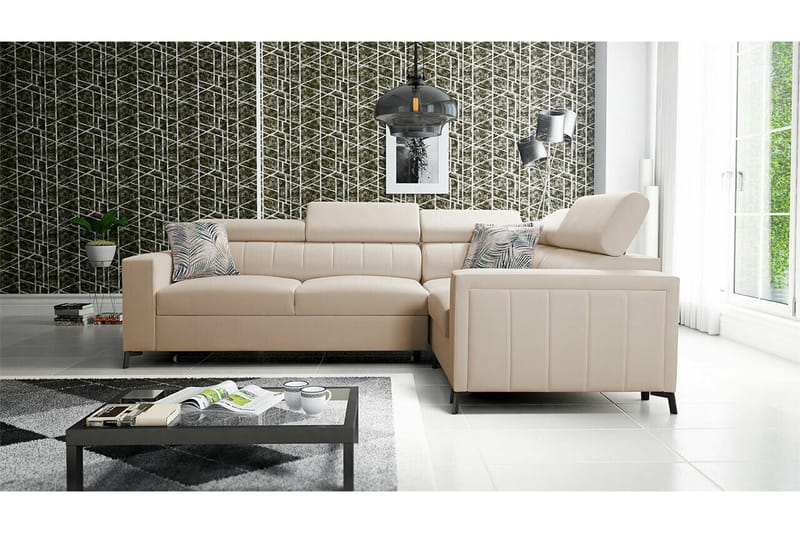 Galbally 3-sits Hörnbäddsoffa NO_BRAND beige - Möbler - Soffa - Bäddsoffa