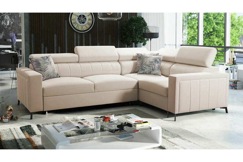 Galbally 3-sits Hörnbäddsoffa NO_BRAND beige - Möbler - Soffa - Bäddsoffa