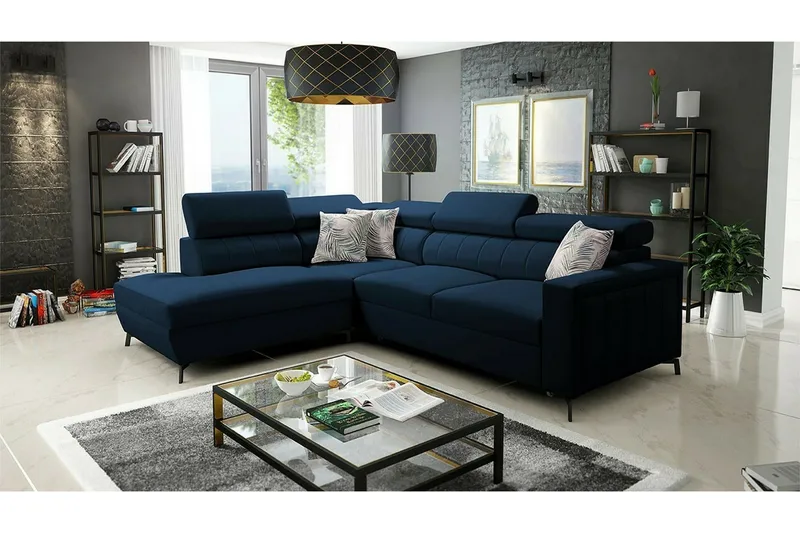 Galbally 3-sits Hörnbäddsoffa NO_BRAND Dark blue - Möbler - Soffa - Bäddsoffa