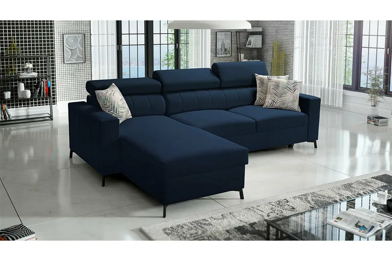 Galbally 3-sits Hörnbäddsoffa NO_BRAND Dark blue - Möbler - Soffa - Bäddsoffa