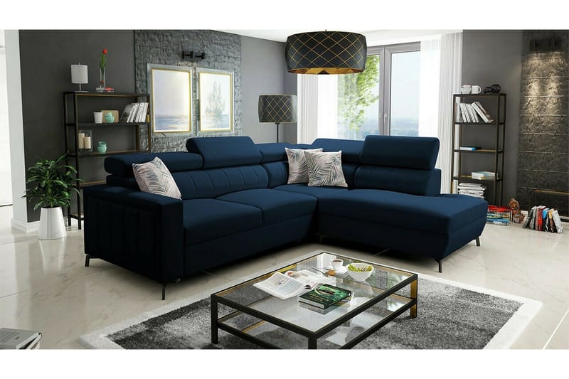 Galbally 3-sits Hörnbäddsoffa NO_BRAND Dark blue - Möbler - Soffa - Bäddsoffa