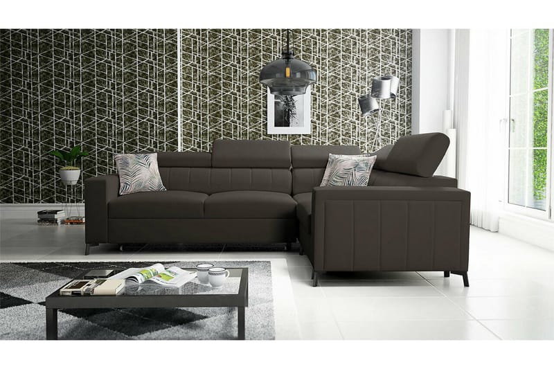 Galbally 3-sits Hörnbäddsoffa NO_BRAND Dark brown - Möbler - Soffa - Bäddsoffa
