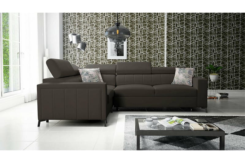Galbally 3-sits Hörnbäddsoffa NO_BRAND Dark brown - Möbler - Soffa - Bäddsoffa