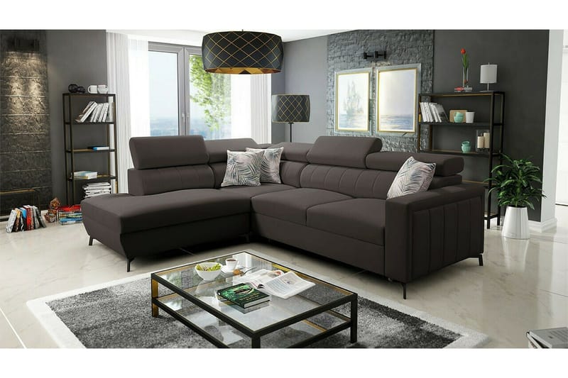 Galbally 3-sits Hörnbäddsoffa NO_BRAND Dark brown - Möbler - Soffa - Bäddsoffa