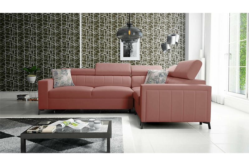 Galbally 3-sits Hörnbäddsoffa NO_BRAND Dark pink - Möbler - Soffa - Bäddsoffa