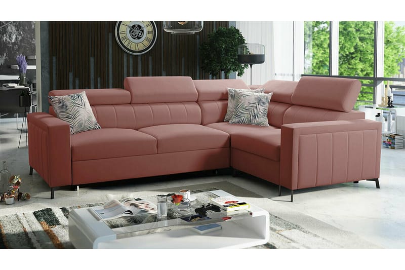 Galbally 3-sits Hörnbäddsoffa NO_BRAND Dark pink - Möbler - Soffa - Bäddsoffa