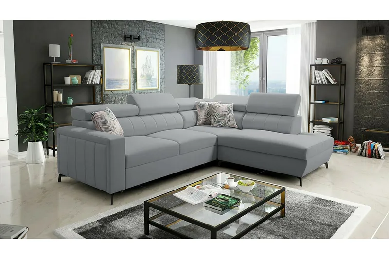 Galbally 3-sits Hörnbäddsoffa NO_BRAND Grey/Light grey - Möbler - Soffa - Bäddsoffa