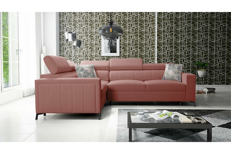 Galbally 3-sits Hörnbäddsoffa NO_BRAND Pink - Möbler - Soffa - Bäddsoffa