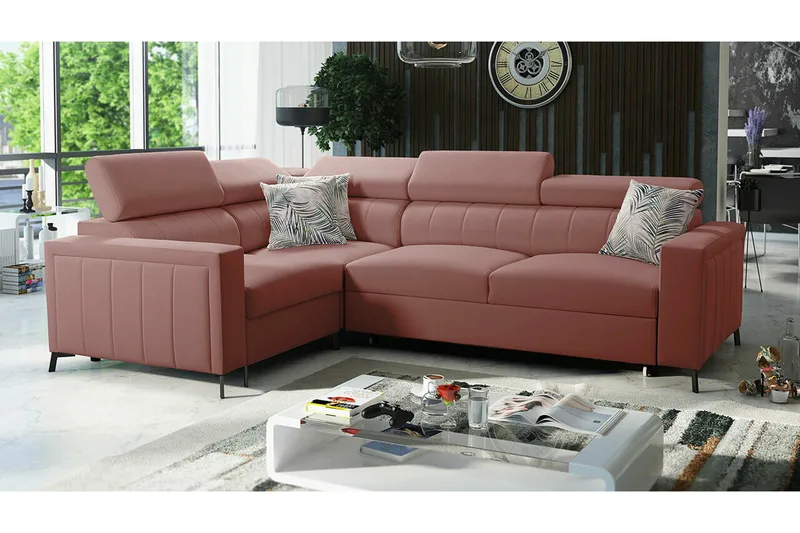 Galbally 3-sits Hörnbäddsoffa NO_BRAND Pink - Möbler - Soffa - Bäddsoffa
