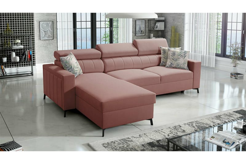 Galbally 3-sits Hörnbäddsoffa NO_BRAND Pink - Möbler - Soffa - Bäddsoffa