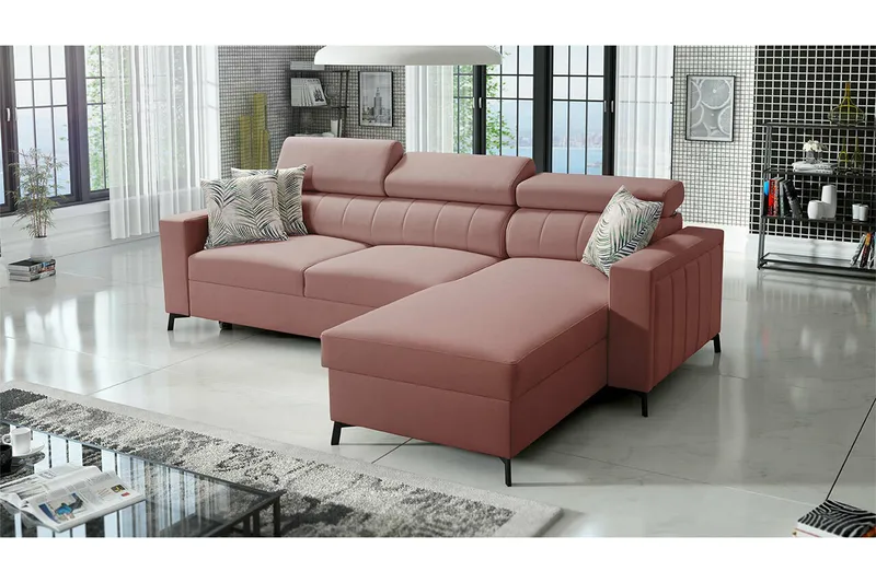 Galbally 3-sits Hörnbäddsoffa NO_BRAND Pink - Möbler - Soffa - Bäddsoffa