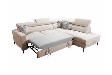Galbally 3-sits Hörnbäddsoffa Vänster 265x224 cm med Förvaring i Sammet - Rosa - Möbler - Soffa - Bäddsoffa
