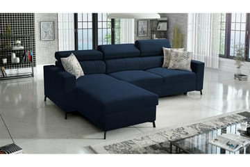Galbally 3-sits Hörnbäddsoffa Vänster 267x183 cm med Förvaring i Sammet - Mörkblå - Möbler - Soffa - Bäddsoffa