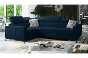 Galbally 3-sits Hörnbäddsoffa Vänster 275x198 cm med Förvaring i Sammet - Mörkblå - Möbler - Soffa - Bäddsoffa