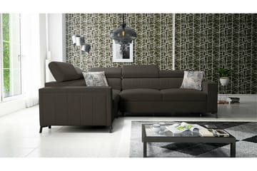 Galbally 3-sits Hörnbäddsoffa Vänster 275x198 cm med Förvaring i Sammet - Mörkbrun - Möbler - Soffa - Bäddsoffa