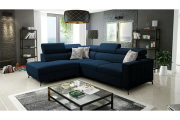 Galbally 3-sits Hörnbäddsoffa Vänster 275x224 cm med Förvaring i Sammet - Mörkblå - Möbler - Soffa - Bäddsoffa