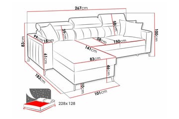 Galbally 3-sits Hörnbäddsoffa - Möbler - Soffa - Bäddsoffa