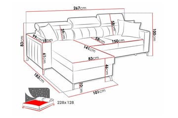 Galbally 3-sits Hörnbäddsoffa - Möbler - Soffa - Bäddsoffa