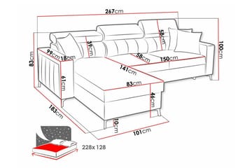 Galbally 3-sits Hörnbäddsoffa - Möbler - Soffa - Bäddsoffa