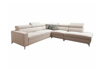 Galbally 4-sits Höger Hörnbäddsoffa 128x210 cm med Förvaring i Sammet - Beige - Möbler - Soffa - Bäddsoffa