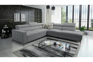 Galbally 4-sits Höger Hörnbäddsoffa 128x210 cm med Förvaring i Sammet - Grå - Möbler - Soffa - Bäddsoffa
