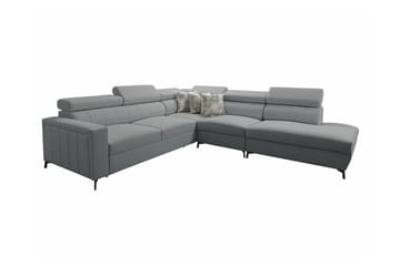 Galbally 4-sits Höger Hörnbäddsoffa 128x210 cm med Förvaring i Sammet - Grå - Möbler - Soffa - Bäddsoffa