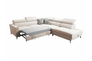 Galbally 4-sits Höger Hörnbäddsoffa 128x210 cm med Förvaring i Sammet - Grå - Möbler - Soffa - Bäddsoffa