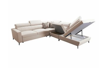 Galbally 4-sits Högervänd Hörnbäddsoffa 128x210 cm med Förvaring i Sammet - Rosa - Möbler - Soffa - Bäddsoffa